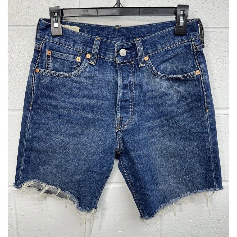 Levi's 501 Premium Denim Shorts Blue Big E Raw Hem / Men's 29